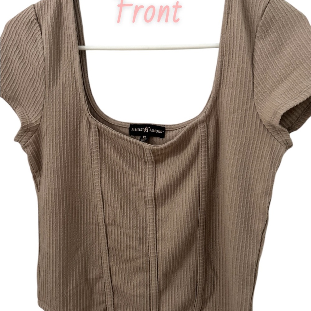 Almost Famous Women's Tan Ribbed Top